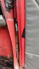 right behind A-panel